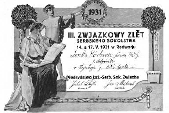 Plakat składnostnje III. zwjazkoweho zlěta Serbskeho Sokoła 14. a 17. 5. 1931 w Radworju