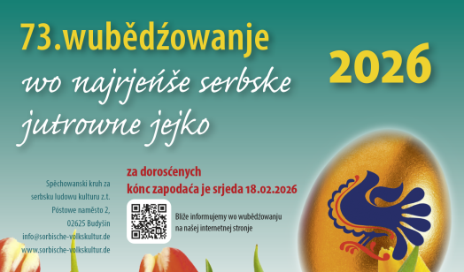 Lětak za 73. wuběźowanje wó nejrědnjejše serbske jatšowne jajo (dorosćonych)
