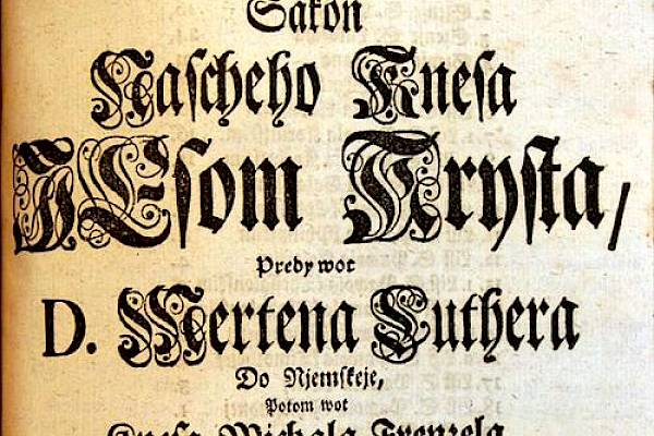 Titelblatt des Neuen Testaments, welches nach der Lutherbibel von Michael Frenzel ins Sorbische übersetzt wurde, Budyšin | Bautzen 1727. Quelle: Sorbisches Institut