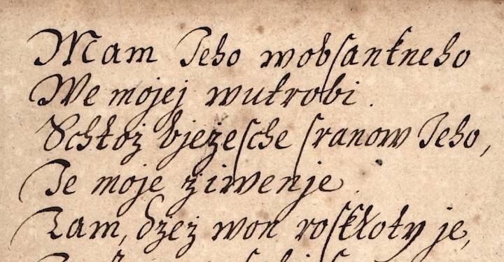 Vorderseite eines Liedblattes aus dem Archiv der Brüdergemeine Kleinwelka. Auf der Rückseite ist der deutsche Text beigefügt. (Archiv Kleinwelka) https://www.sorabicon.de/herrnhuter-lebenslaeufe/kurzer-ueberblick-sorbische-geschichte-im-18-jahrhundert/